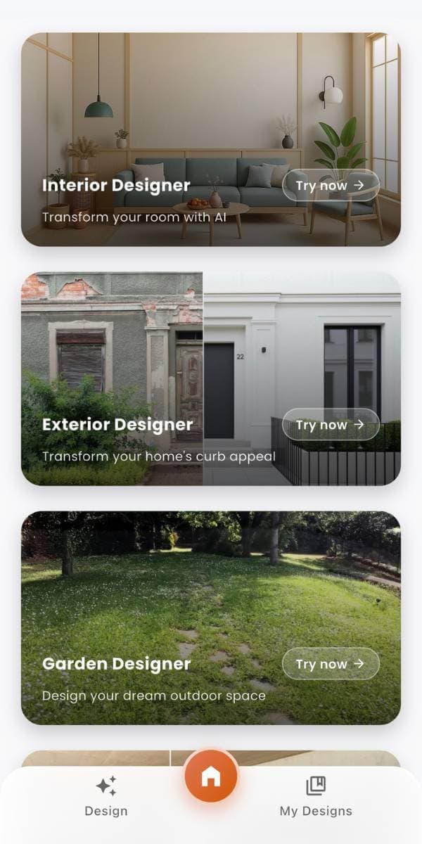 DecorAI AI room design app screenshot - Redesign rooms with 30+ styles